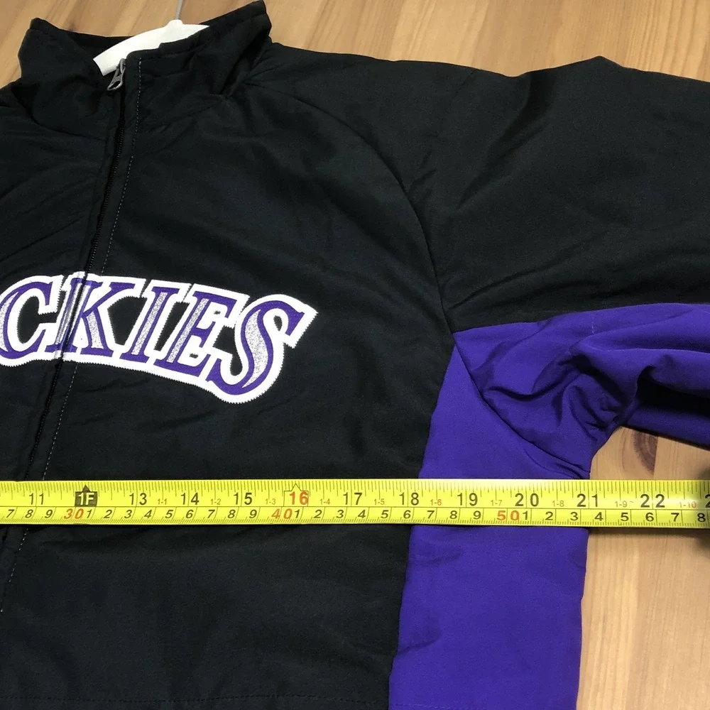 Vintage Majestic Colorado Rockies MLB Full Zip Jacket Youth Sz L Black Purple
